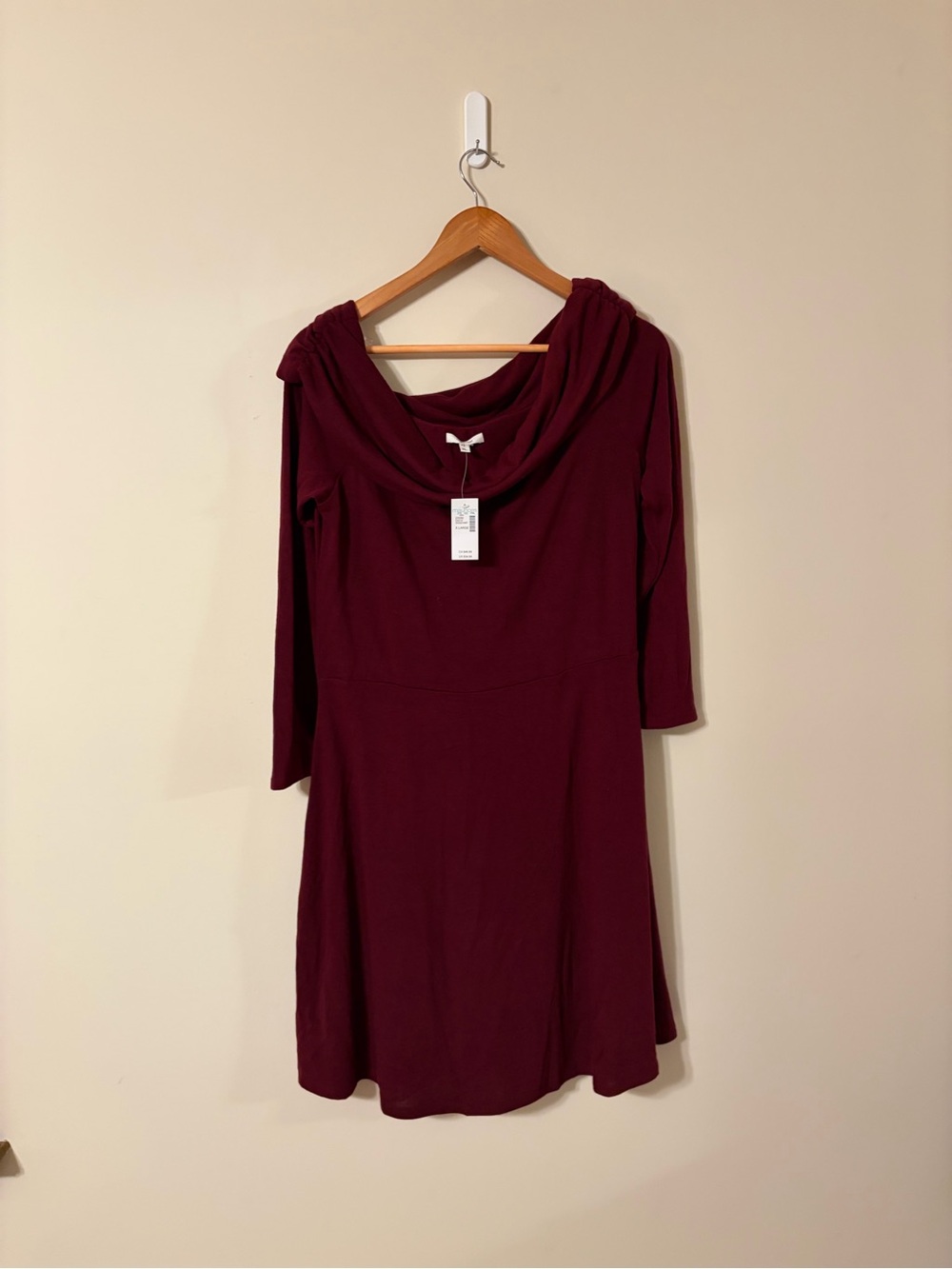 Maurices Wine Cowl Neck Long Sleeve Dress